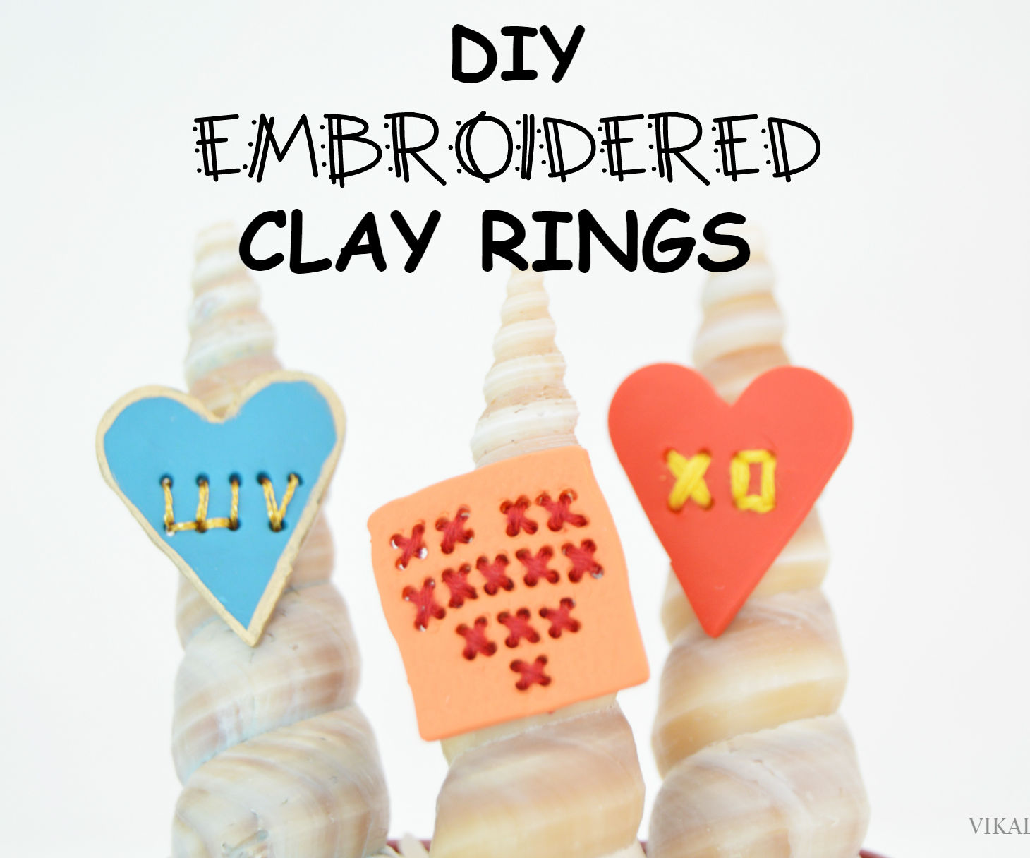 DIY Embroidered Clay Rings