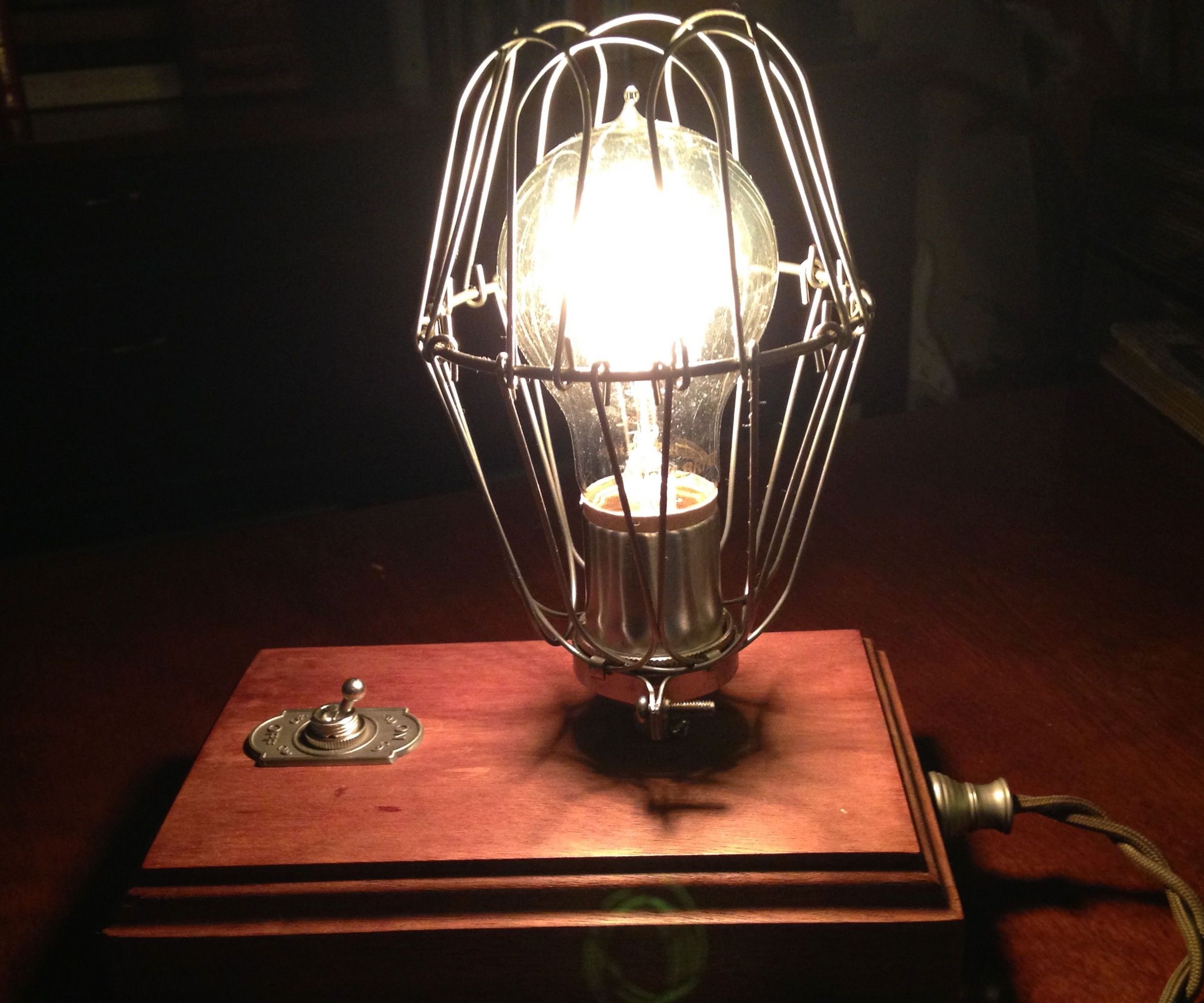 Mahogany Cage Edison Lamp
