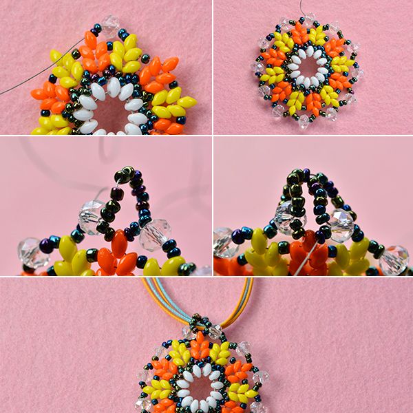 Pandahall Tutorial - How to Make a 2-Hole Seed Bead Flower Pendant