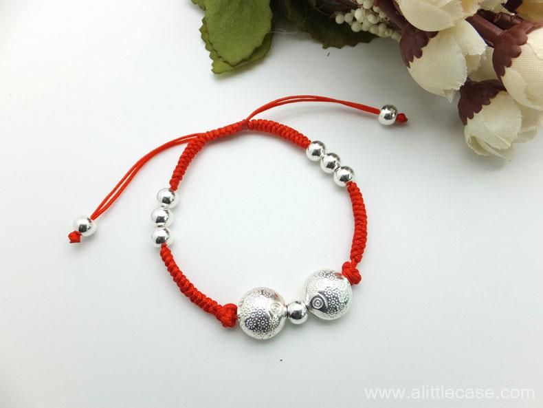 Handcraft Sterling Silver Kissing Fish Braided Bracelet & Braided Anklet
