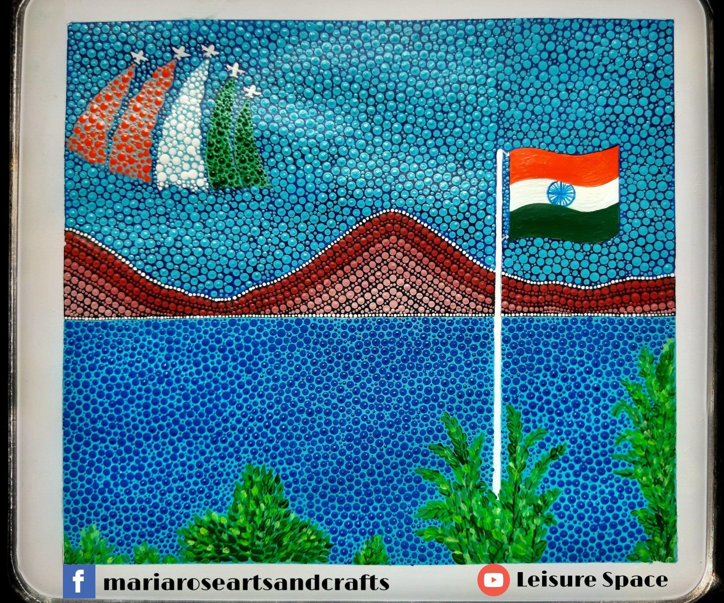 Indian Independence Themed Dot/Pointillism Painting