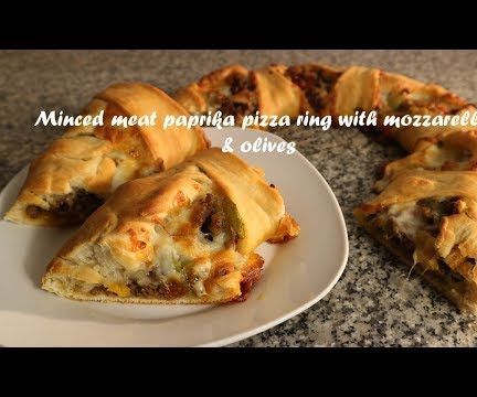 Minced Meat Paprika Pizza Ring With Mozzarella & Olives Recipe