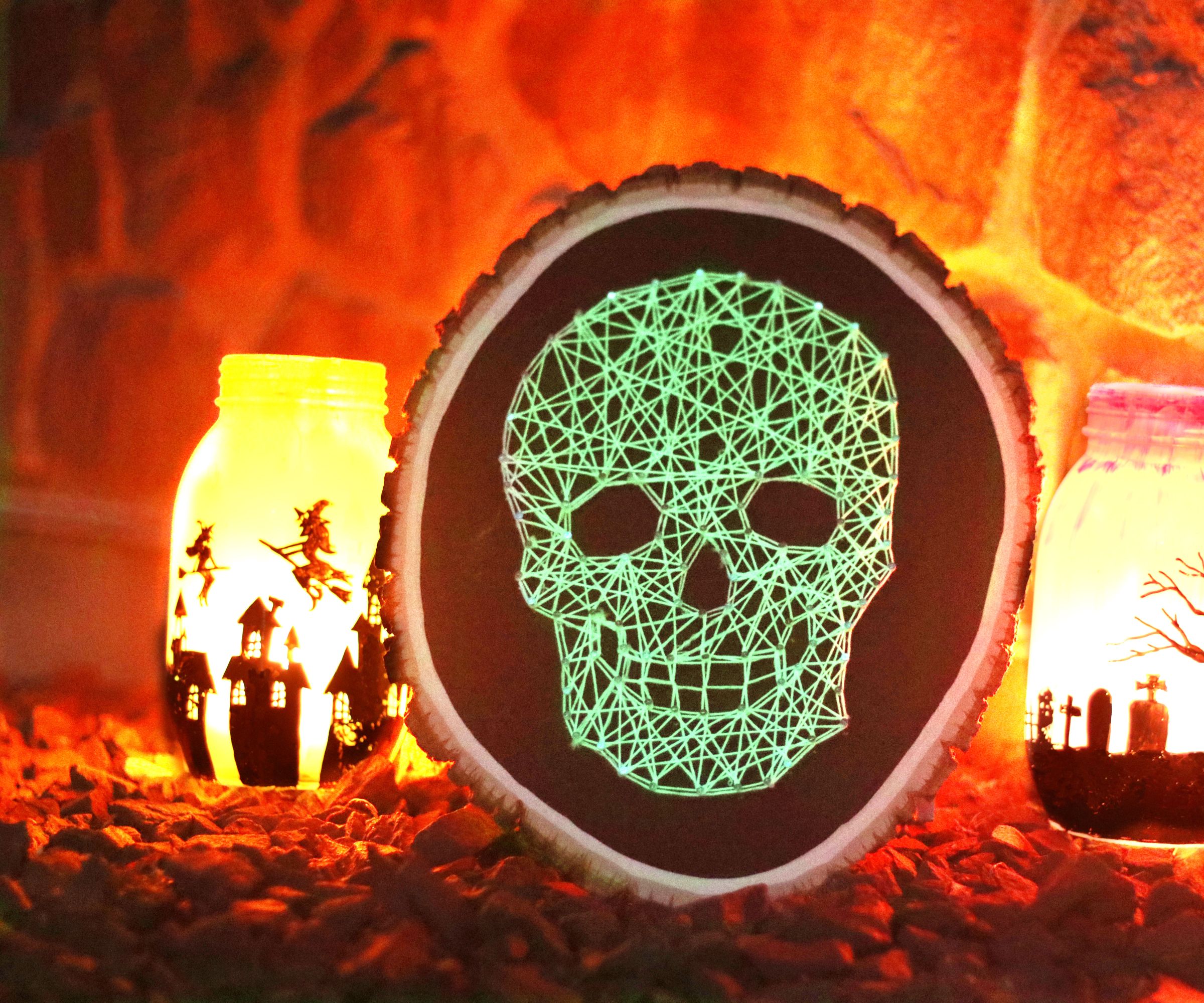 Glowing Skull String Art