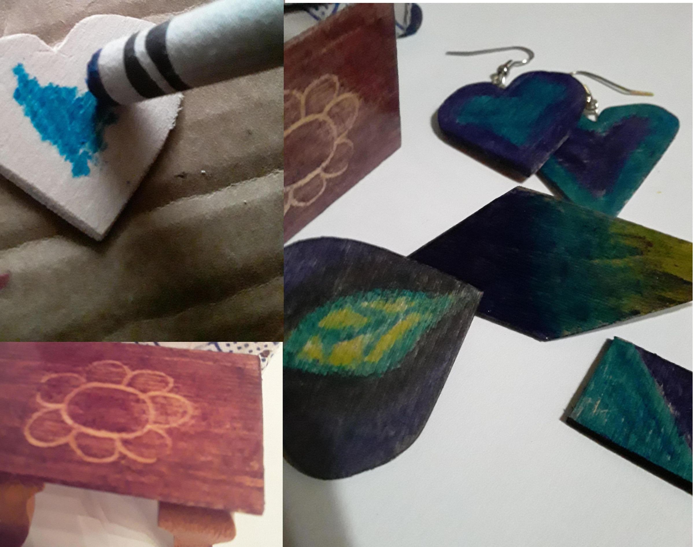 Using Crayons As Wood Stain for Small Projects (Like Earrings and Miniature Table)