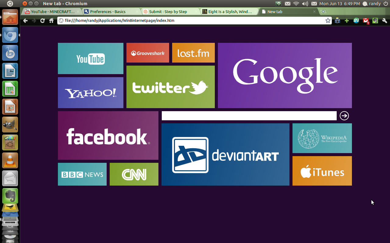 Setting up and editing a Windows 8-like home page for a web browser (Outdated)