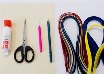 Material Required to Make Quilled Shell Wall Decor.