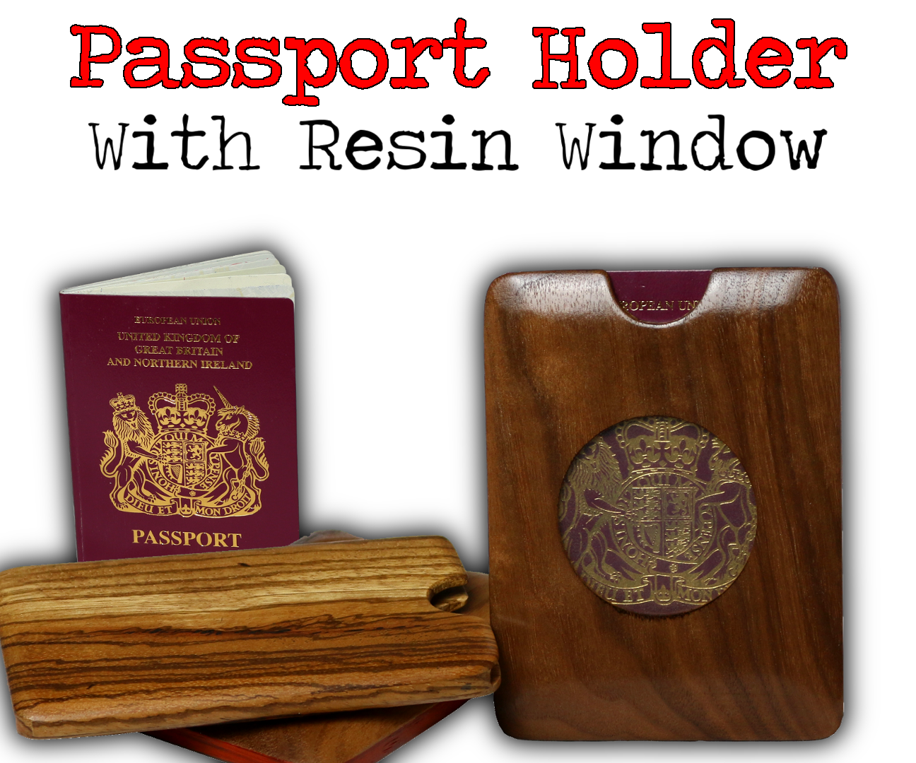 Wooden Passport Holder With Resin Window