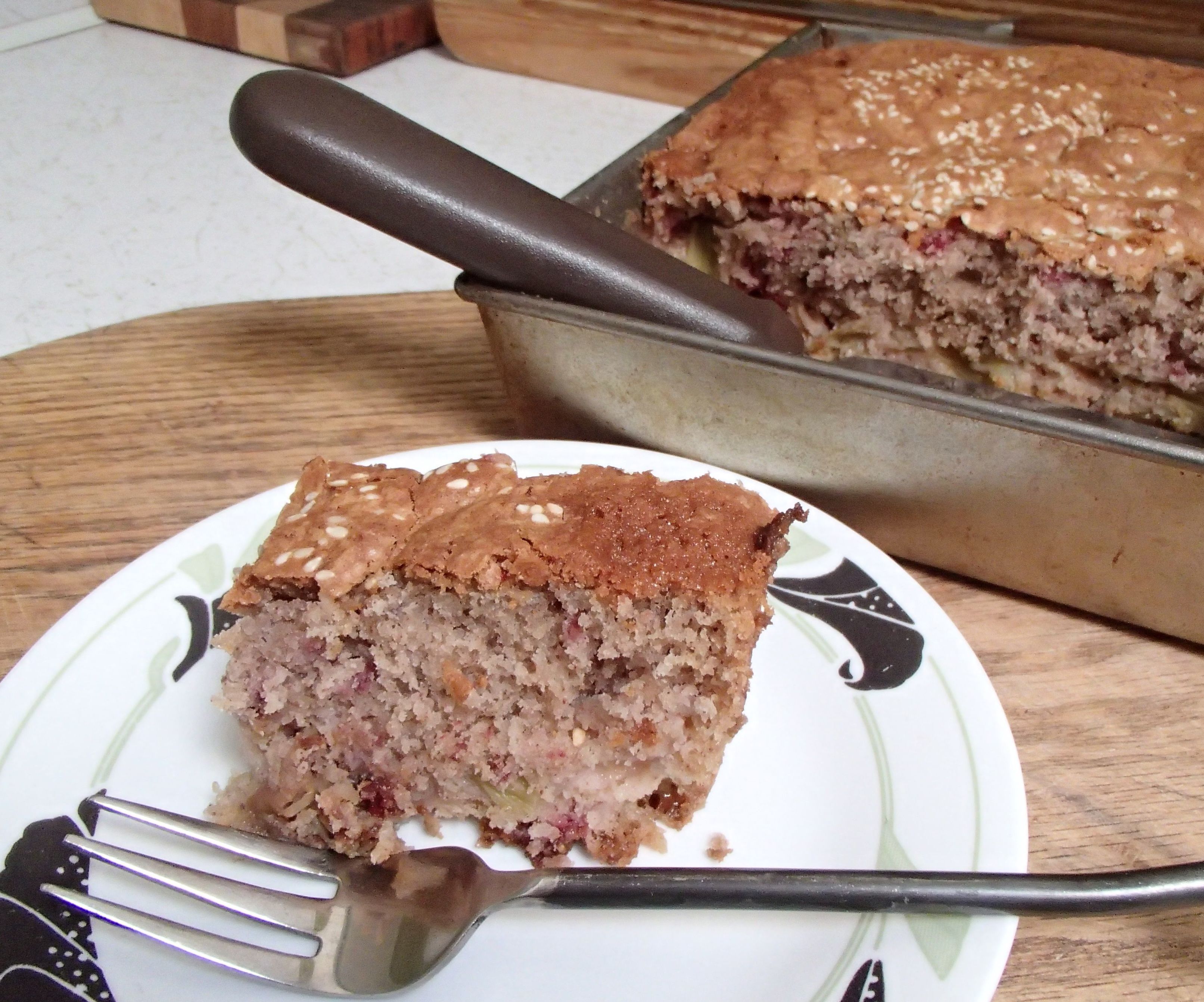 Simple Rhubarb - Raspberry Yoghurt Cake