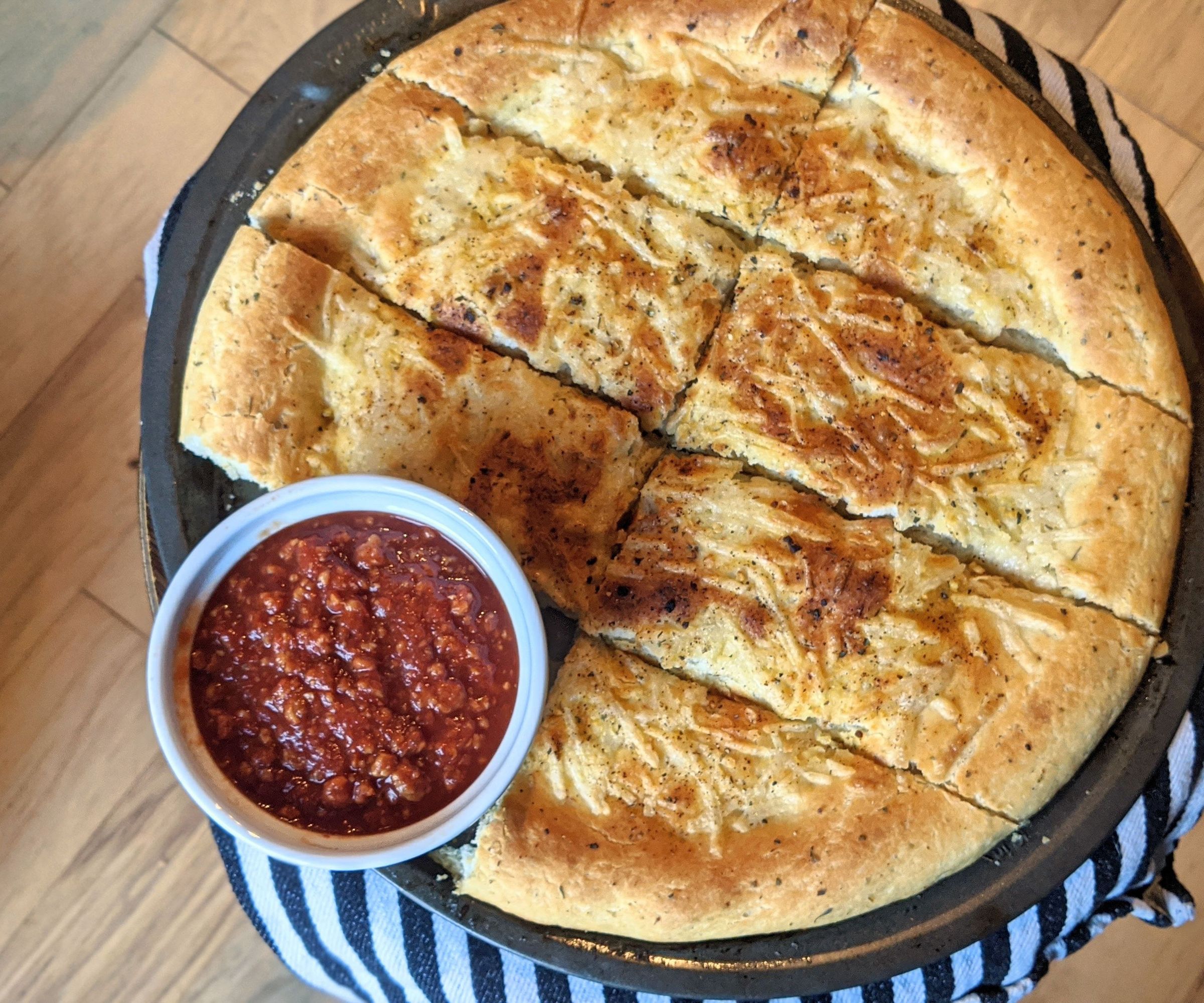 Garlic Bread Pizza W/ Marinara Sauce