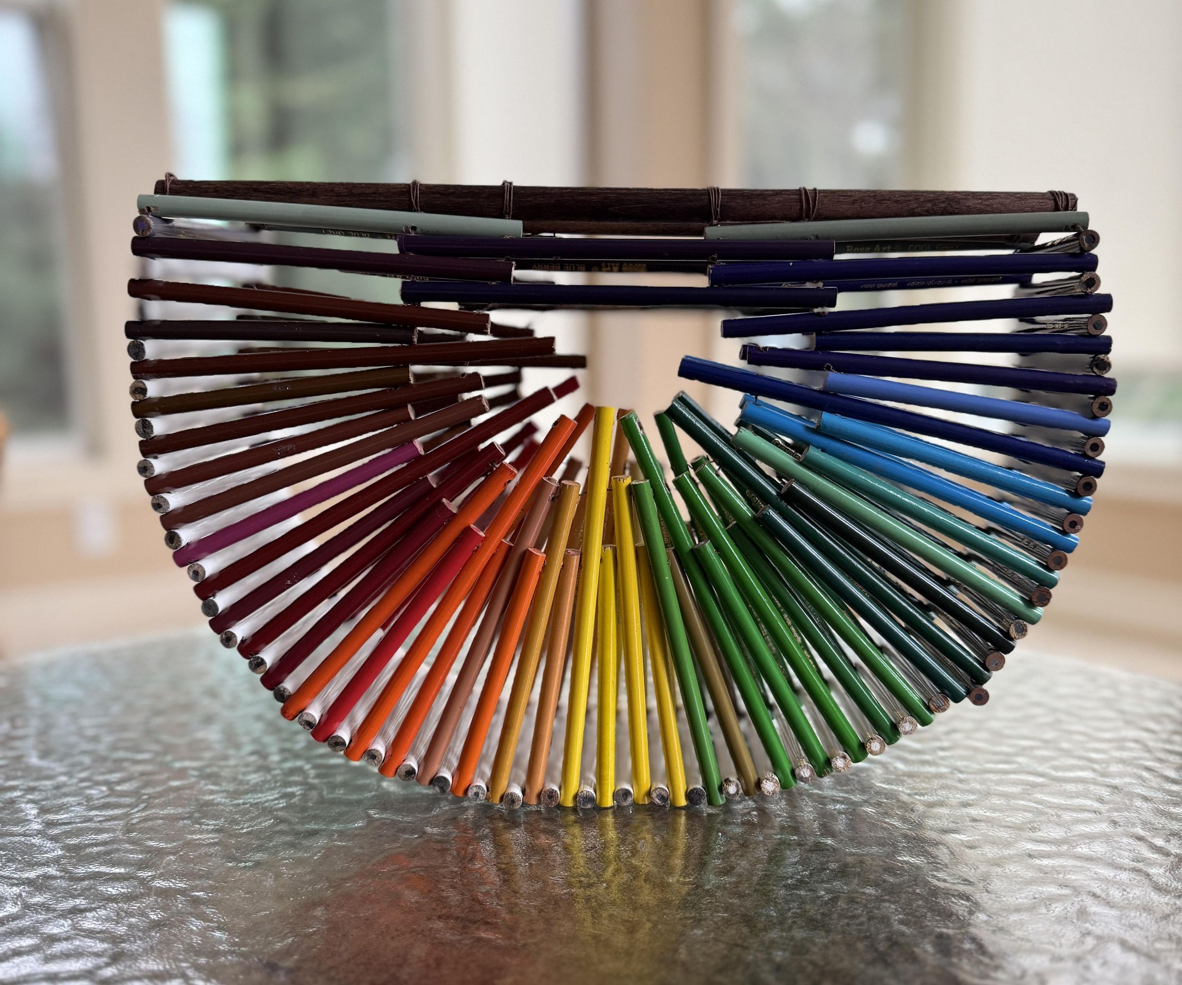 Upcycled Rainbow Handbag With Colored-Pencil