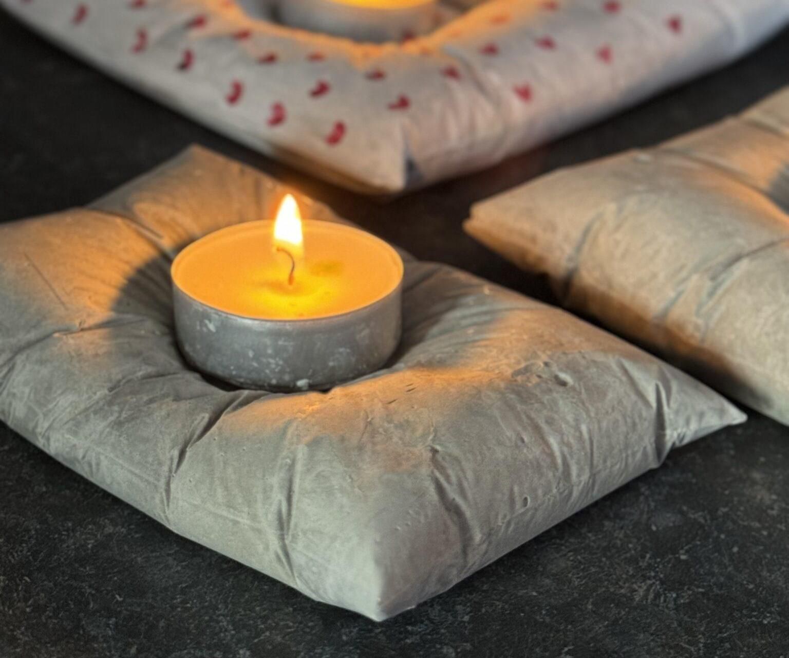 DIY Cement Pillow Candle Holders