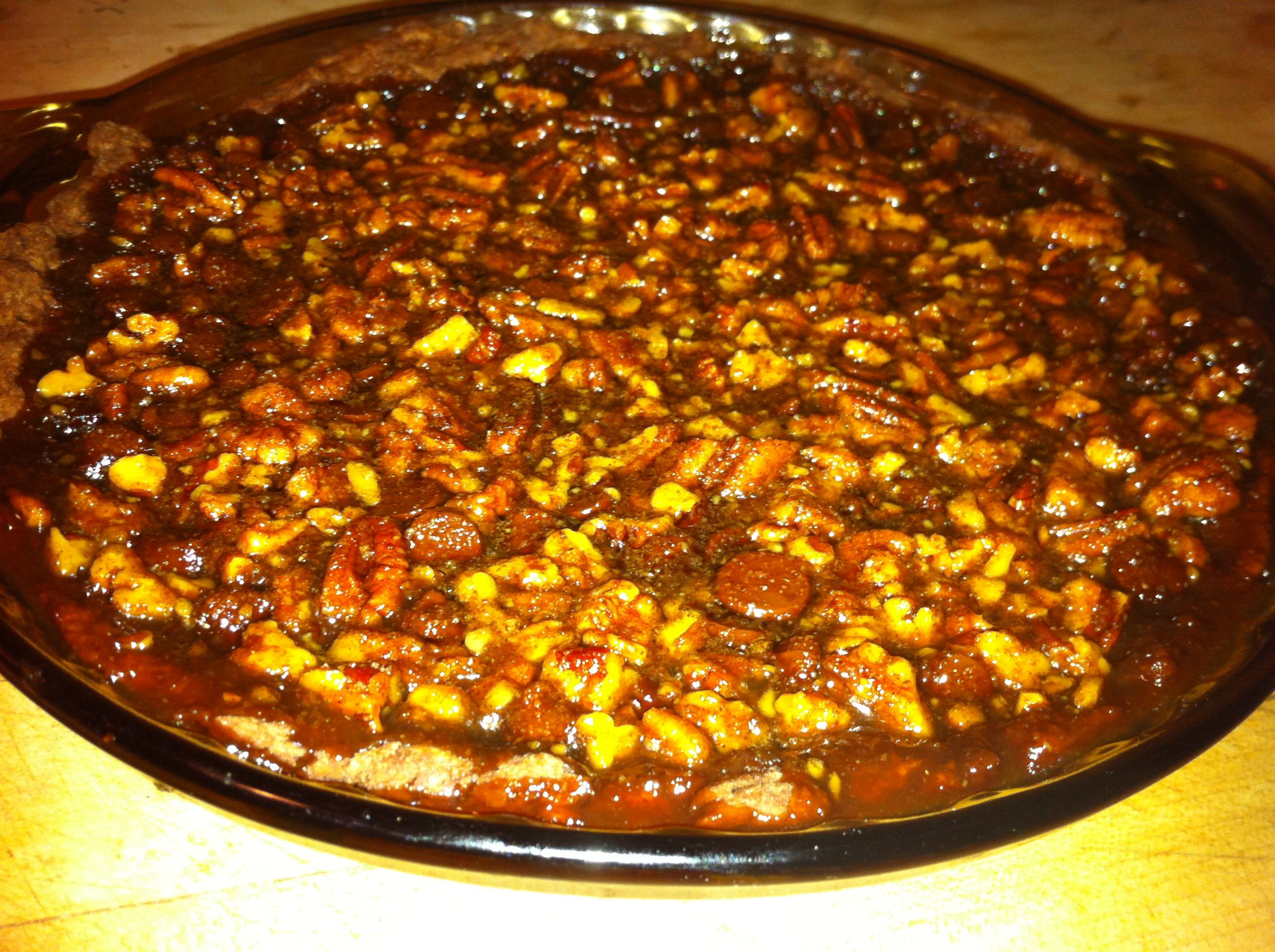 Chocolate Bourbon Pecan Pie (with Chocolate Crust)