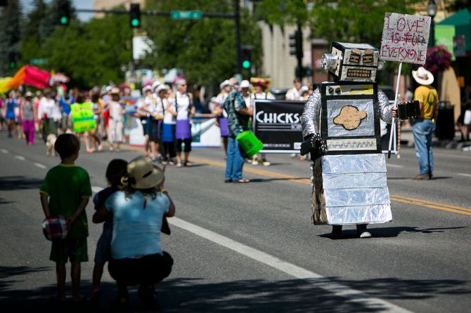Paper Robot Leads Pride Parade