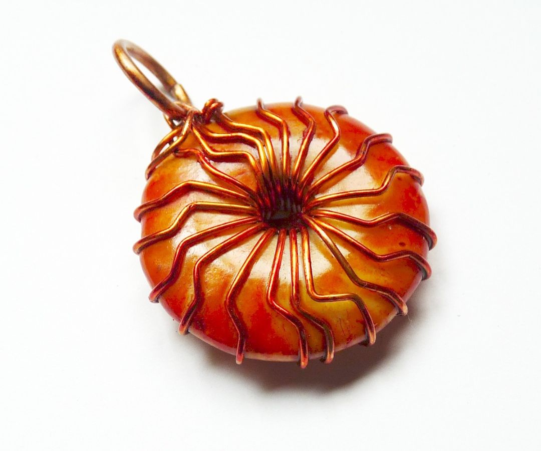 Dyed Wire Wrapped Gemstone Pendant