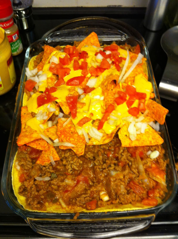 Ultimate Taco Lasagna Delicious Yet Bit Healthy :) Perfect Ratio of Dip and Tortilla Chips for Ever Bite!