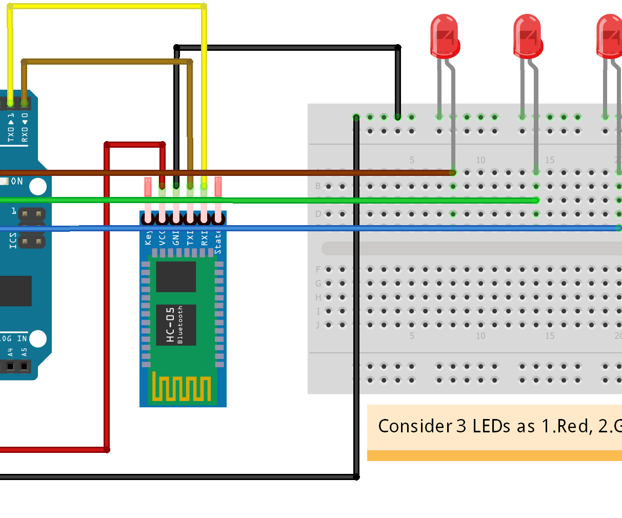 ARDUINO BLUETOOTH CONTROL 3 LEDs