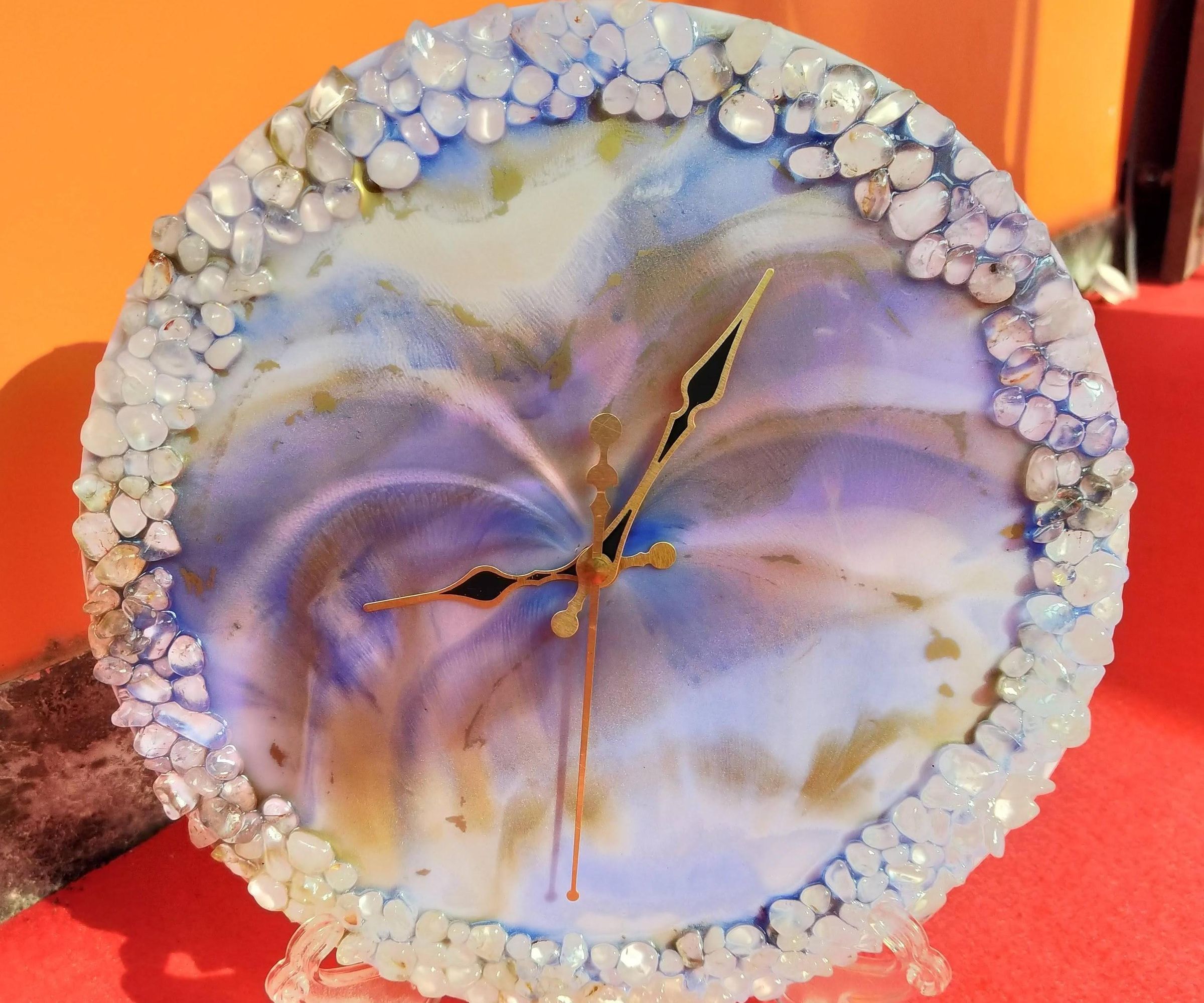 Geode Resin Clock on Acrylic Base