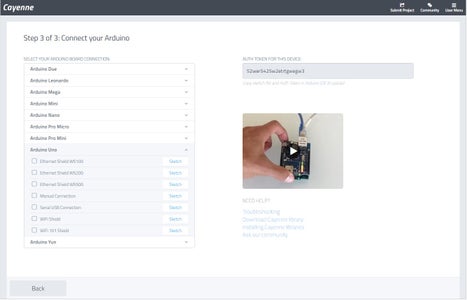 Connect Arduino to Caynne IoT Servo