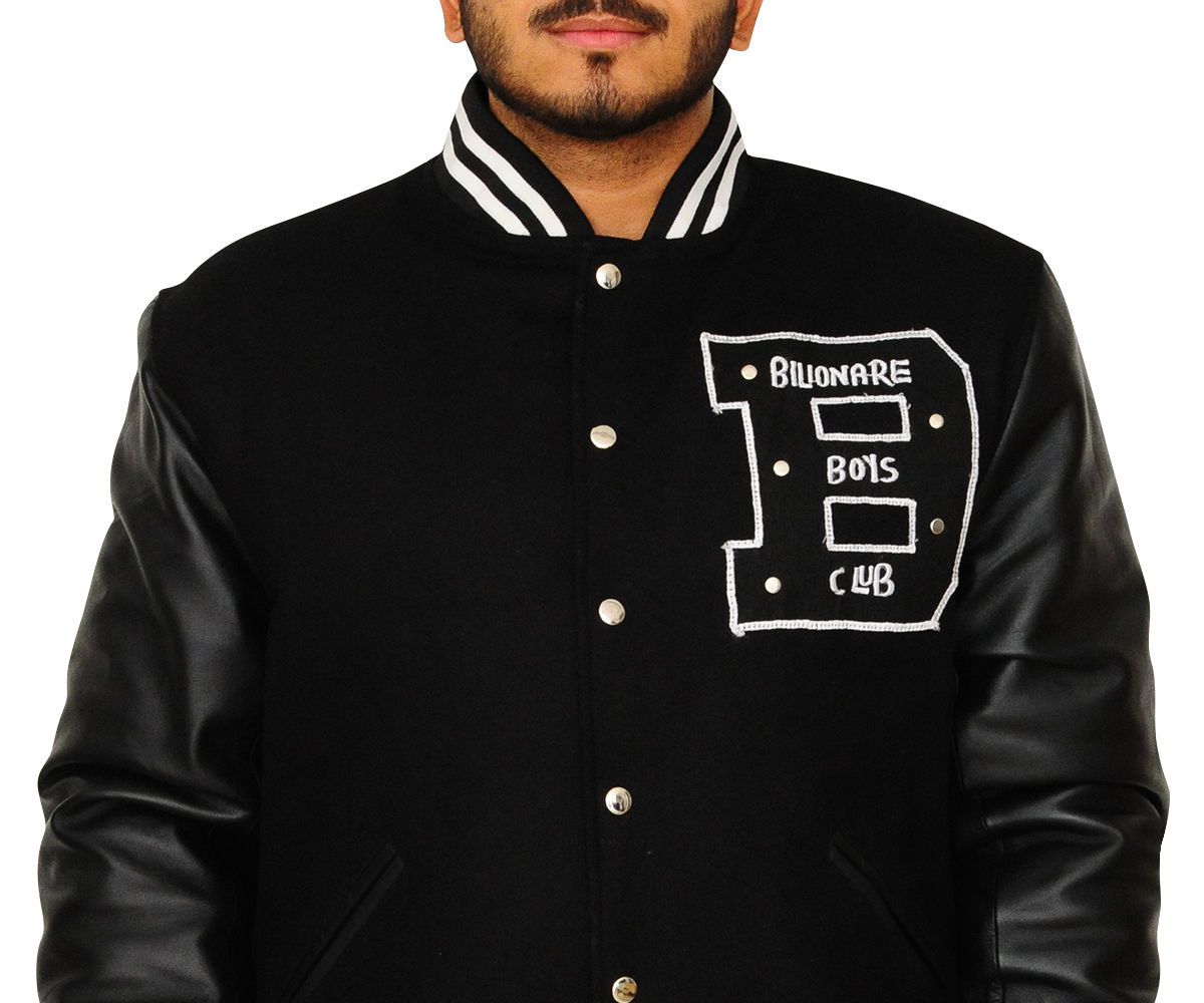 Varsity Letterman BBC Letter B Leather Sleeves Jacket