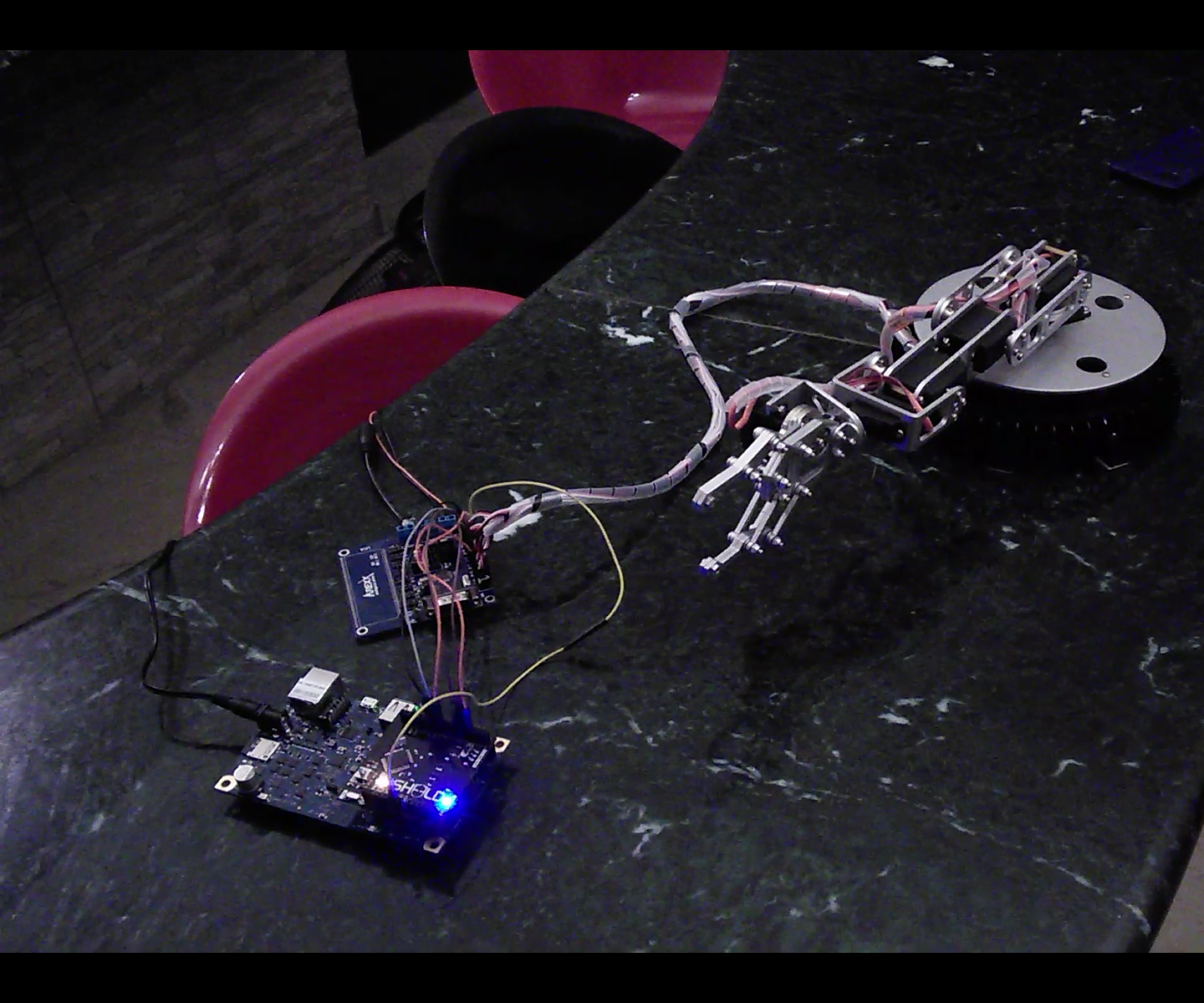 Control robotic arm with gloves, Android Phone and Intel Galileo (Updated)