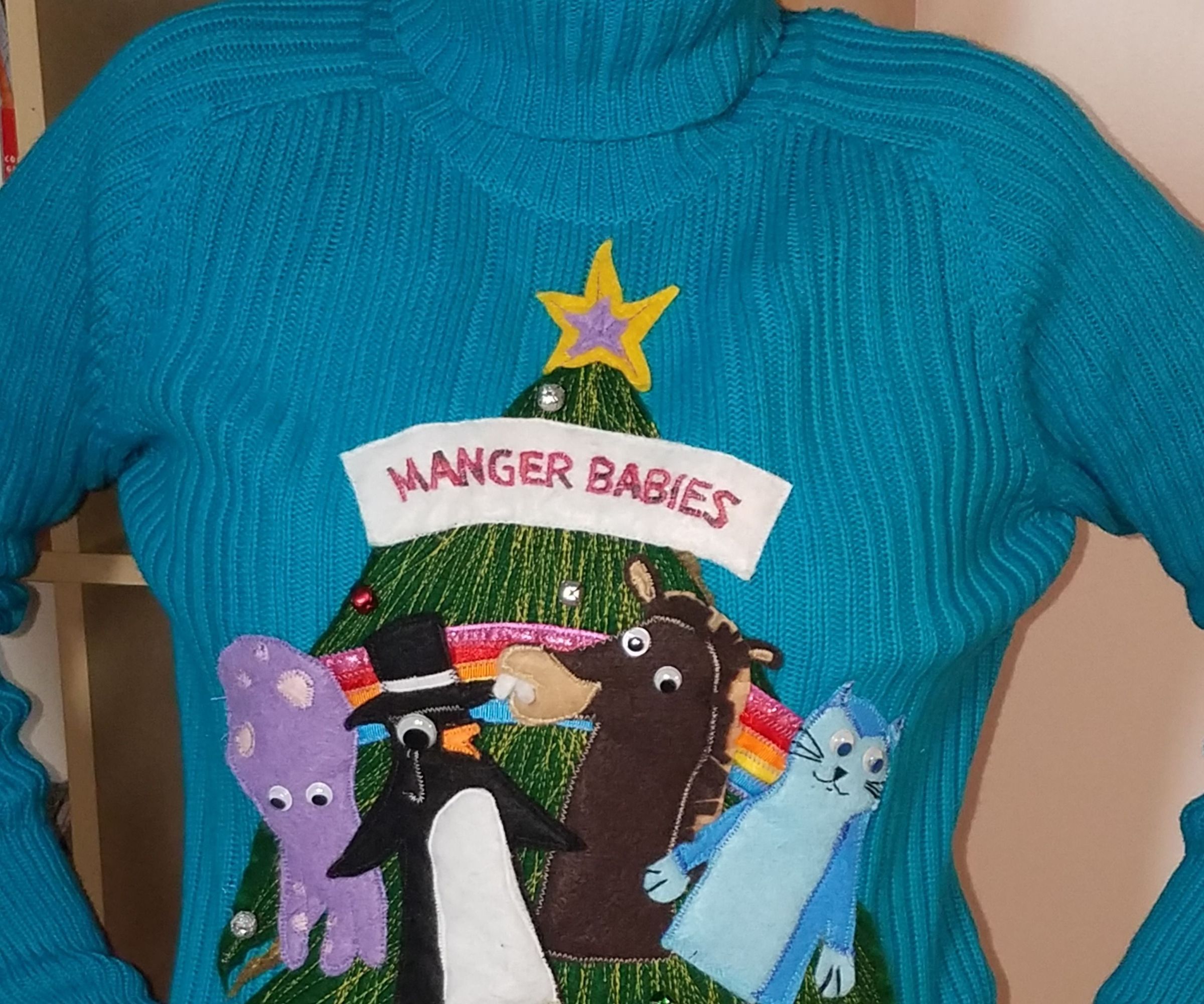 Ugly Christmas Sweater, Featuring Manger Babies