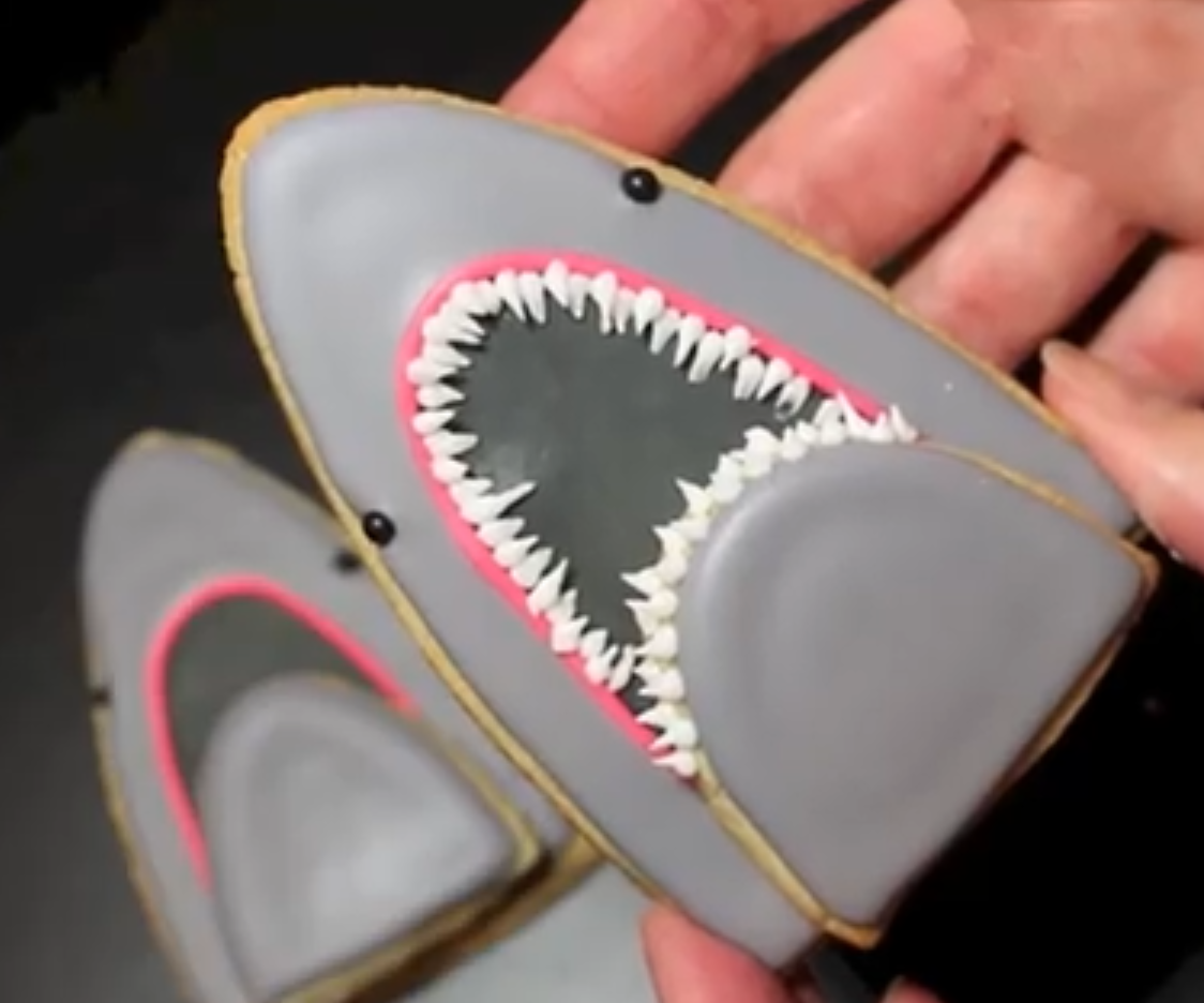 Shark Sugar Cookie Decorated With Creamy Royal Icing