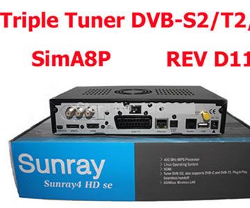 Sunray Sr4 A8P Sim Card Triple Tuner DVB-S2/T2/C + WiFi TV Receiver