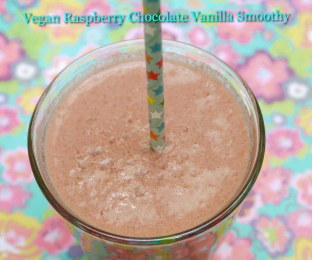 Vegan Raspberry Chocolate Vanilla Smoothy