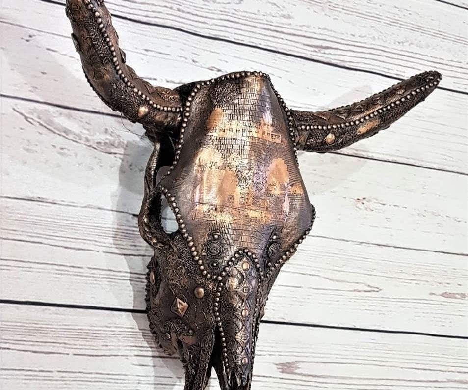 Mixed Media Cow Skull