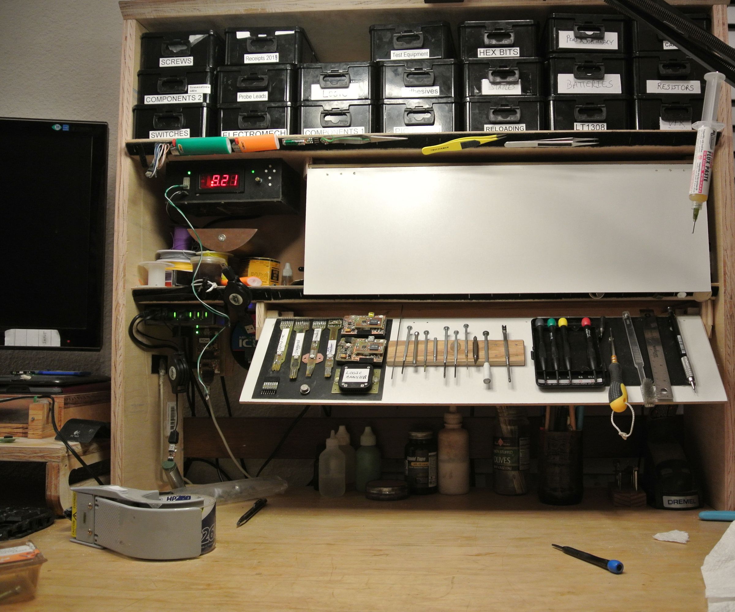 Stow-Away Whiteboard and Magnetic Tool Holder