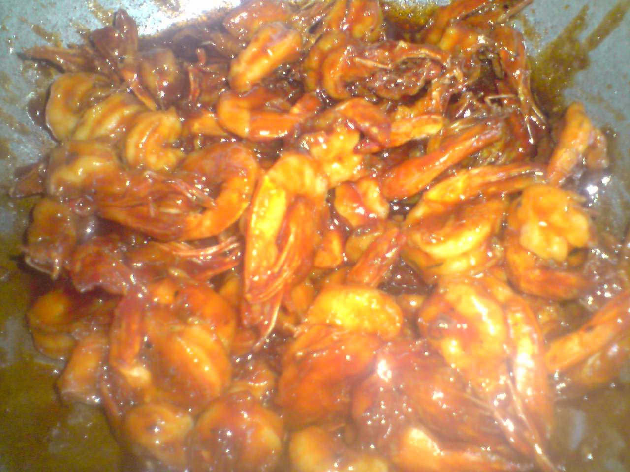 Crispy prawns in hot chillie sauce