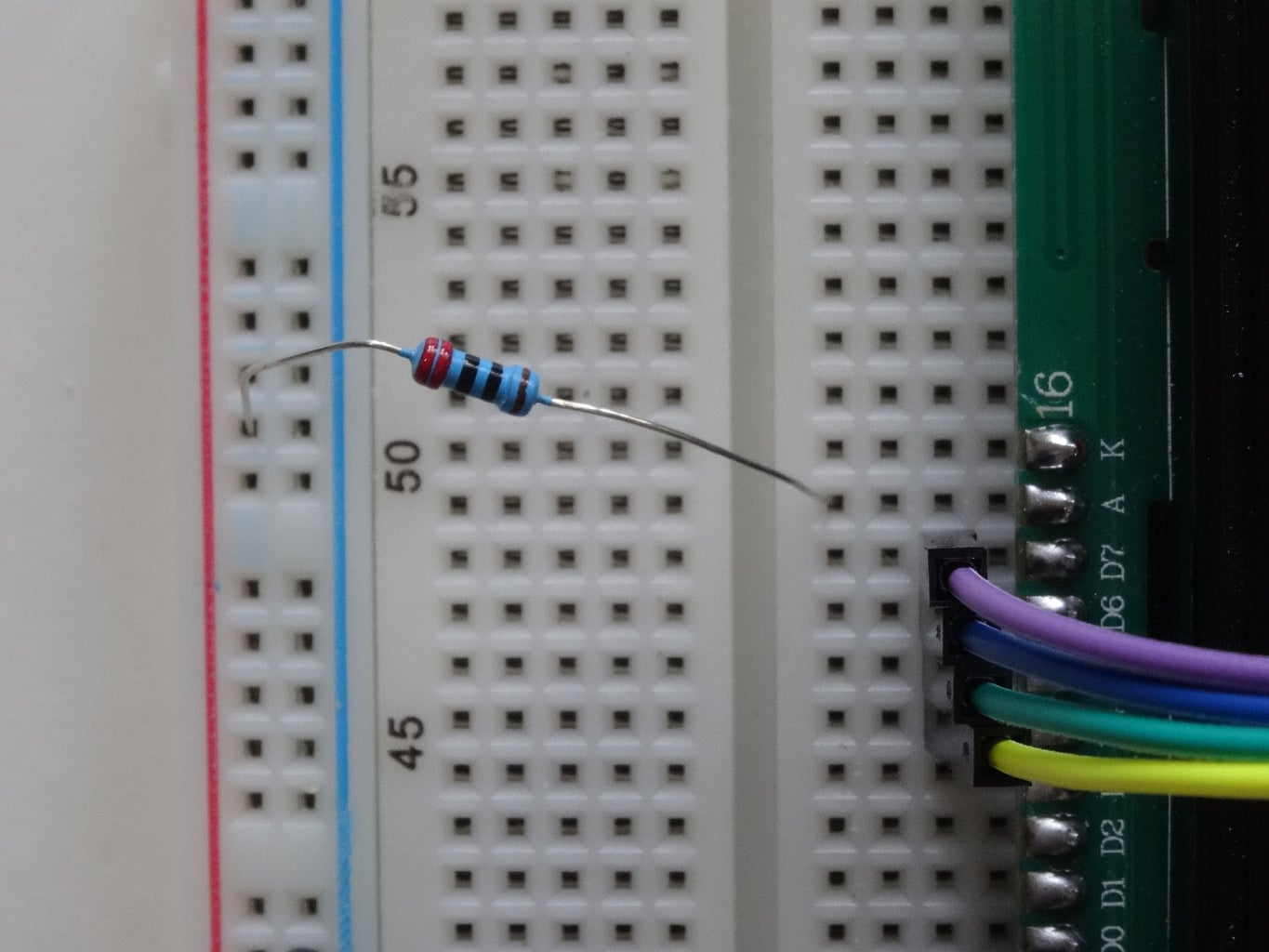 Connect D4, D5, D6, D7, a and K Pins of the LCD