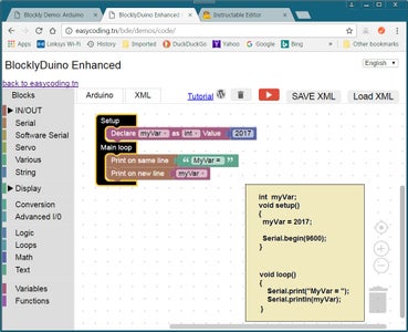 Using BlocklyDuino to Create Arduino Sketches - an Easy Intro to the ...