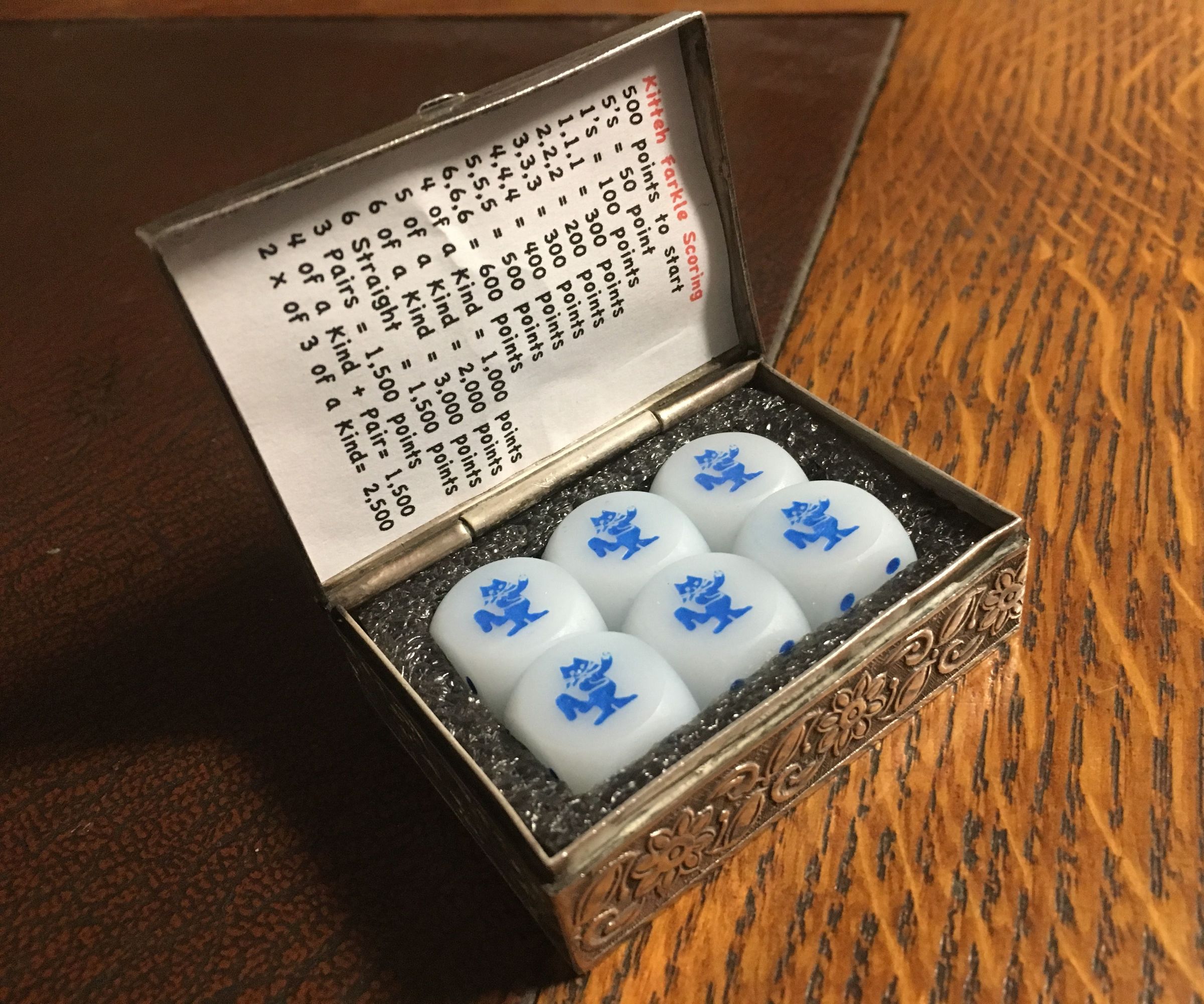 Kitty Farkle, or Any Form of Custom Farkle: 3D Printed Dice Game