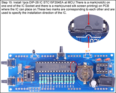 Install 1pcs DIP-28 IC STC15F204EA at MCU
