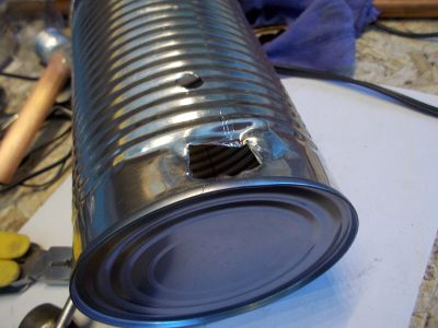 Drill Two Holes for the Wires and Another One for the Switch in the Tall Can