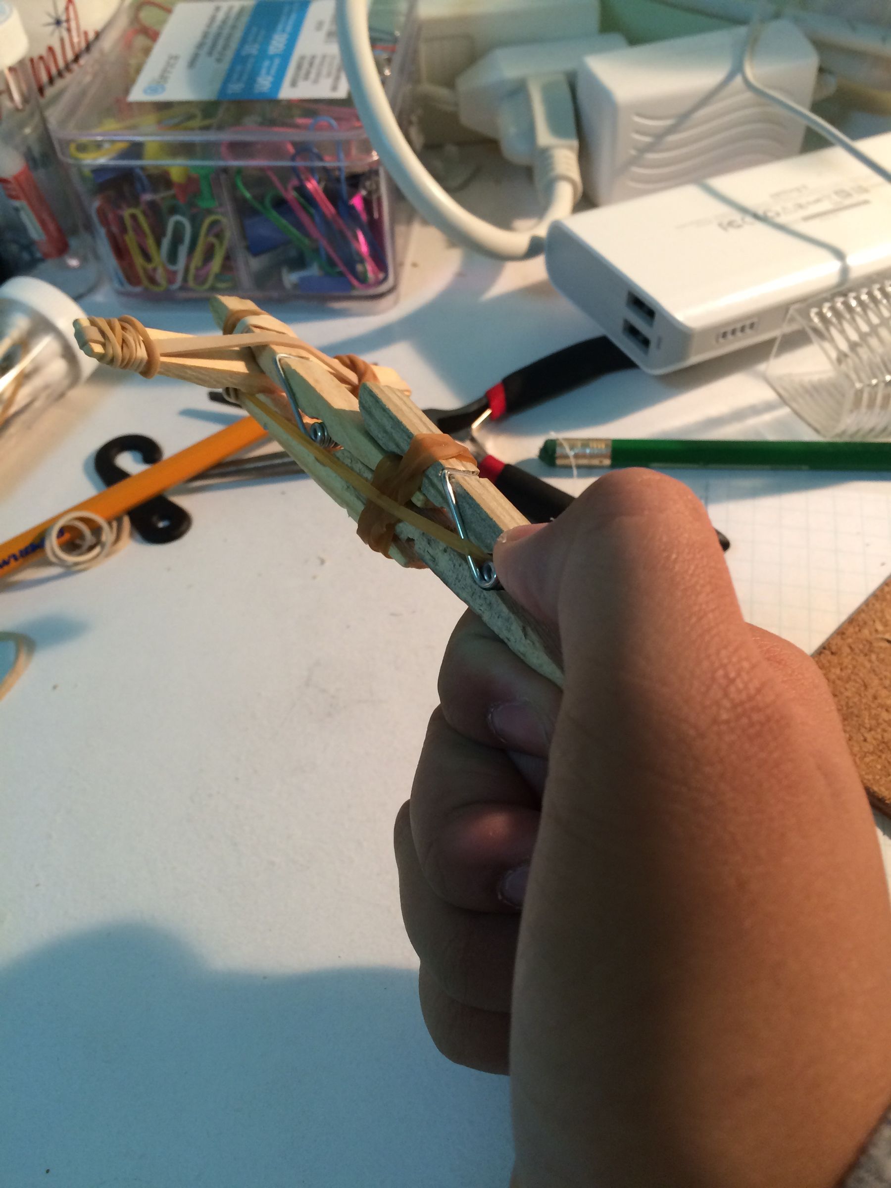 How to Make a Mini Clothespin Crossbow 7 Steps Instructables