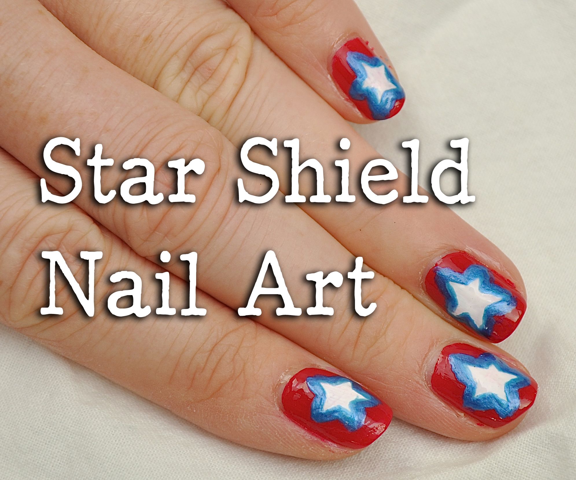 4th of July Star Shield Nail Art