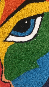 Cubist Face With Crushed Crayon