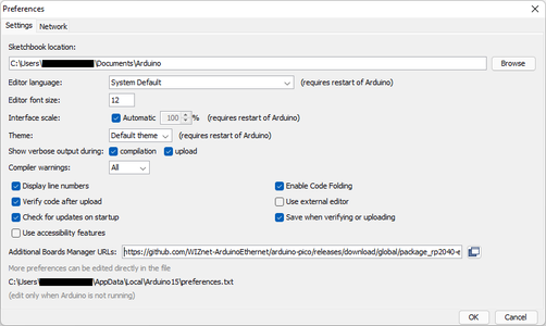 Additional Boards Manager URLs