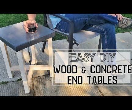 DIY Concrete and Wood End Tables