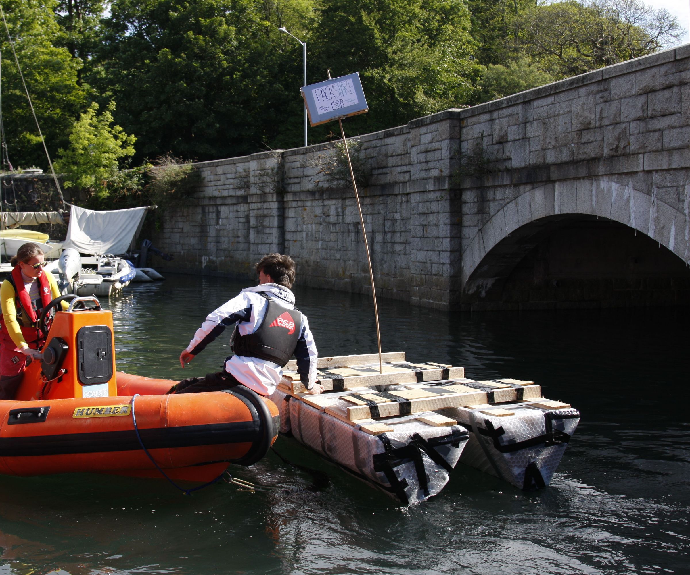 Raft Built From Mail-order Packaging