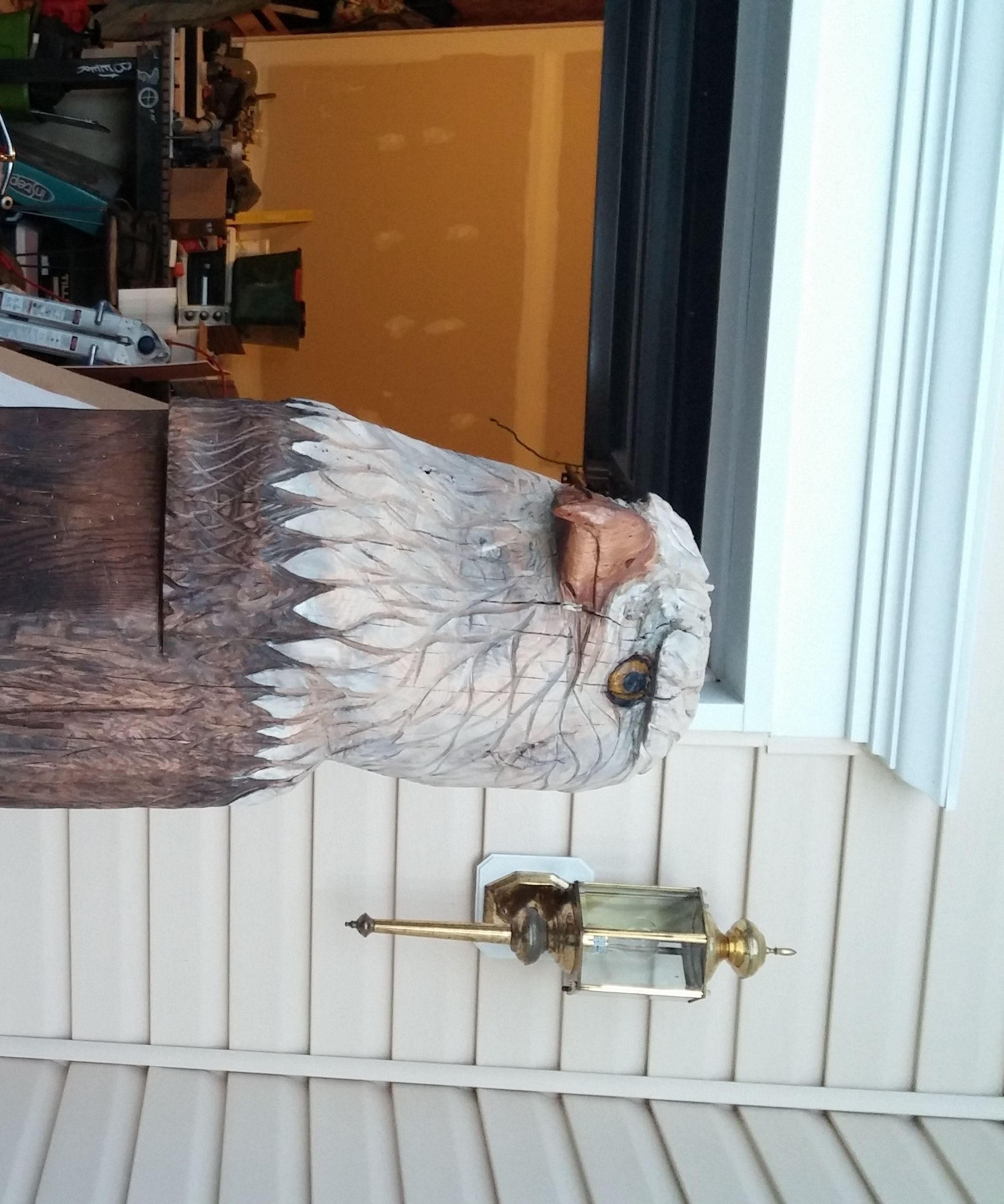 Chain Saw Carving a Eagle Head