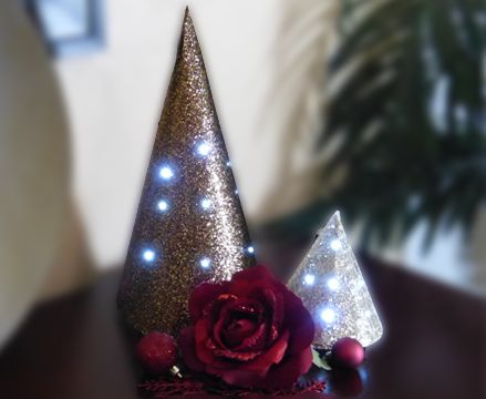 Light Up Christmas Tree Cones DIY