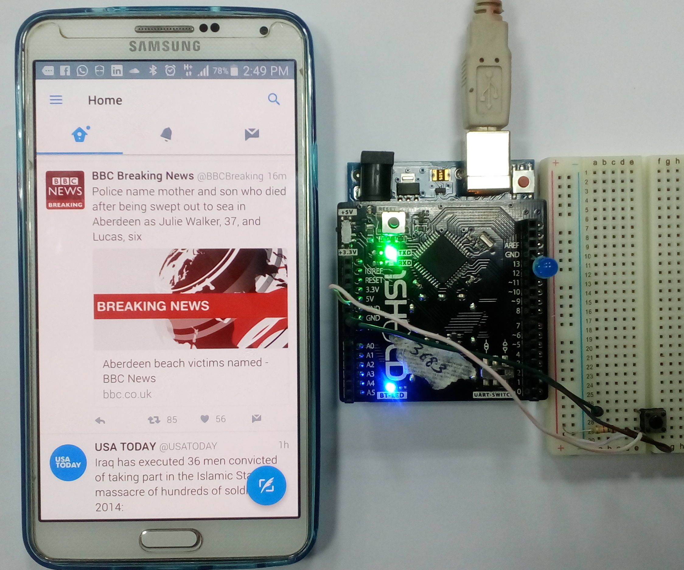 Twitter Radio Using 1Sheeld and Arduino Uno