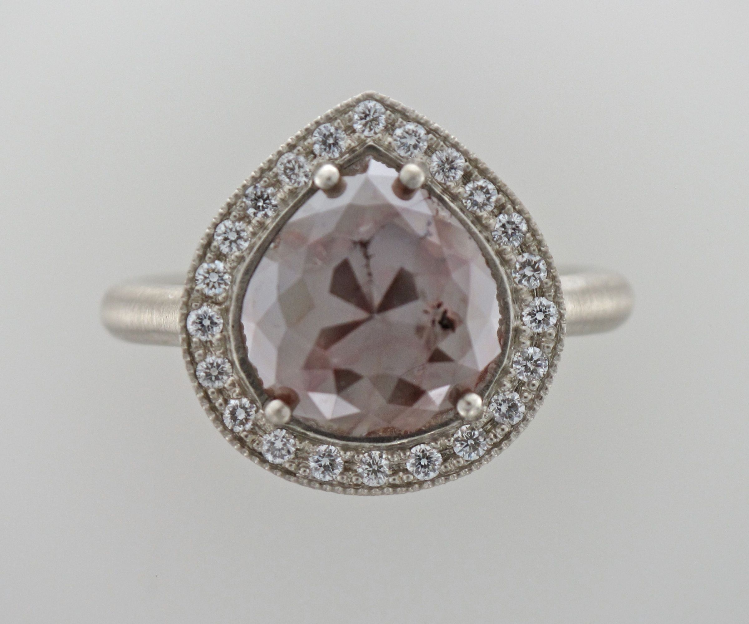 Rose Cut Natural Raw Diamond Ring