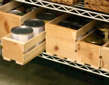 Slat Boxes for Canned Food on Wire Rack