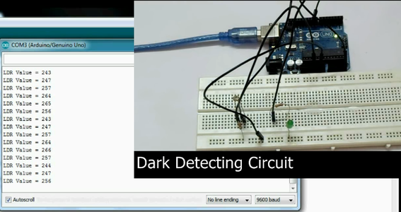 Light & Dark Detecting Circuit Using Arduino UNO : 8 Steps (with ...
