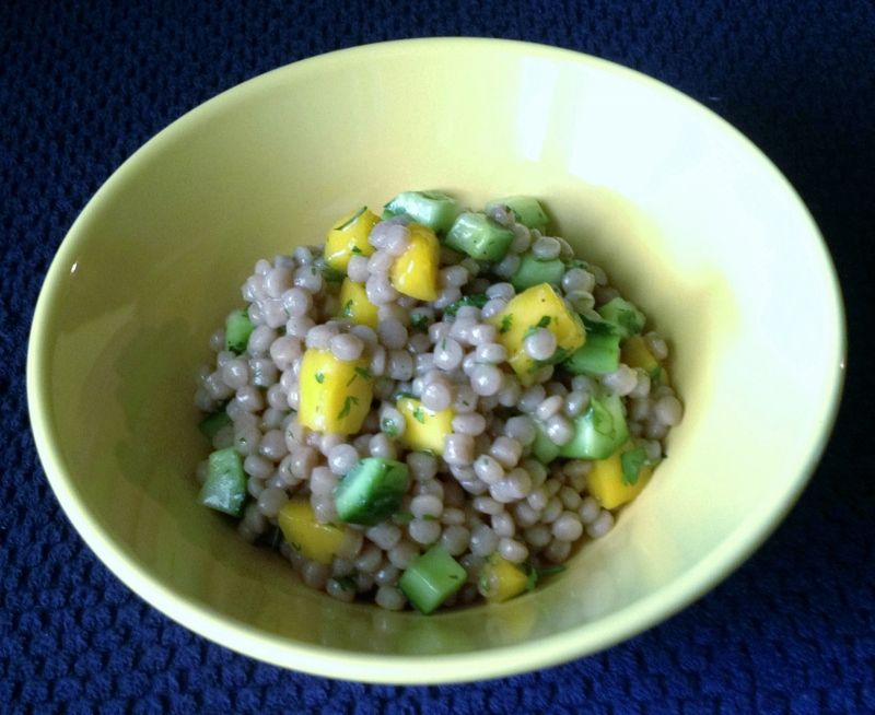 Israeli Couscous With Mango and Cucumber