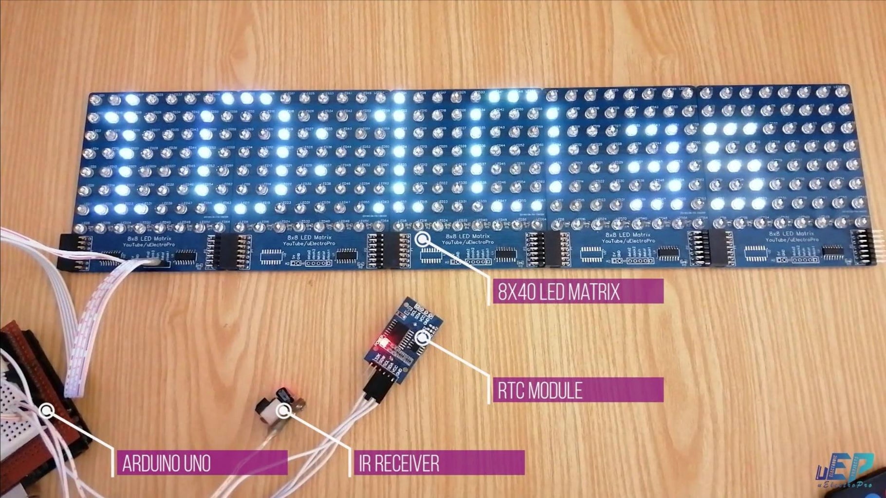8x40 LED Matrix Clock Using DS3231 RTC Module and Arduino : 8 Steps ...